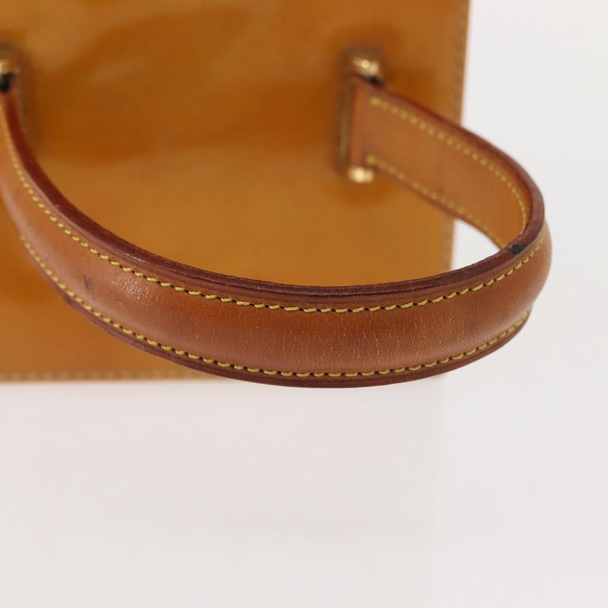 LOUIS VUITTON Monogram Vernis Bleecker Cosmetic Pouch Beige M91002 Auth SW1727