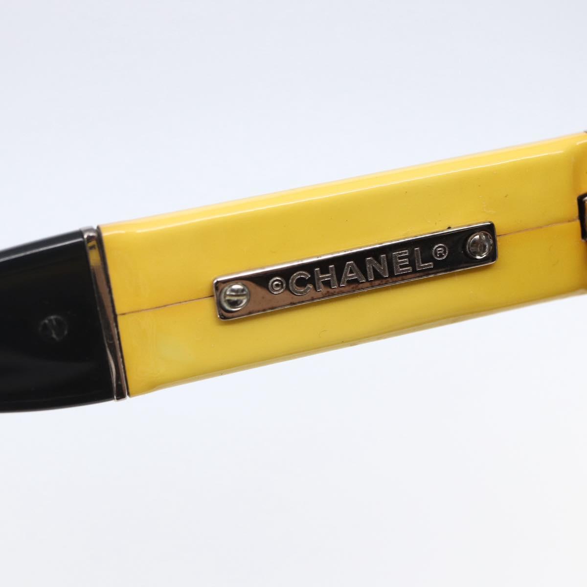 CHANEL COCO Mark Sunglasses plastic Black Yellow 5229 CC Auth SW1742