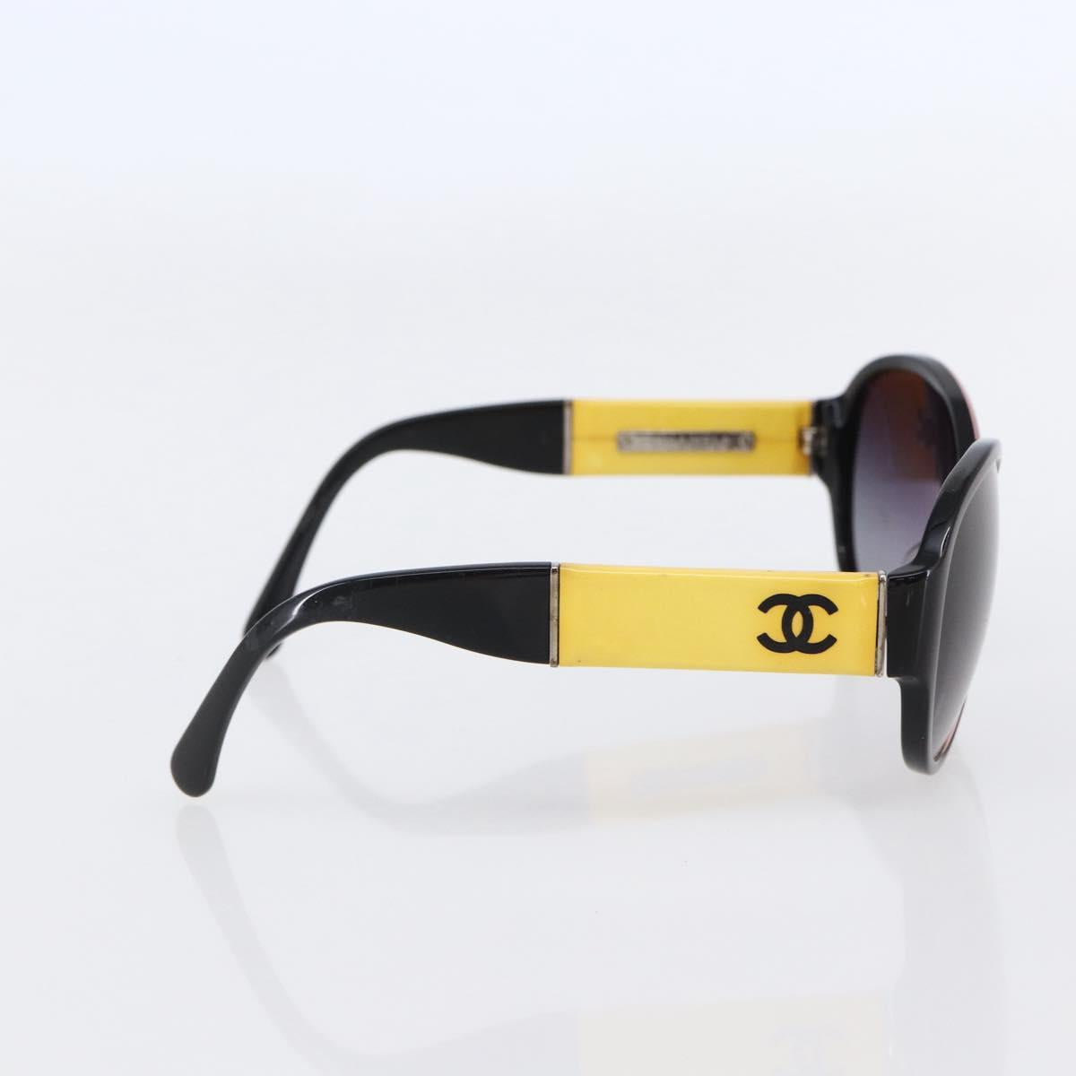 CHANEL COCO Mark Sunglasses plastic Black Yellow 5229 CC Auth SW1742
