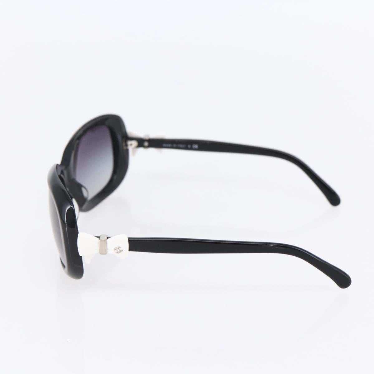 CHANEL COCO Mark Ribbon Sunglasses plastic Black 5170-A CC Auth SW1743V