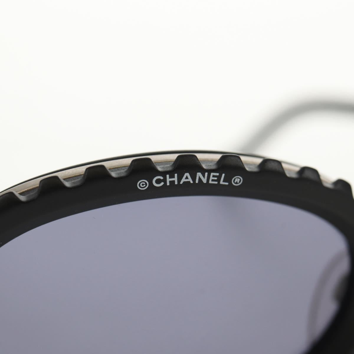 CHANEL 31 RUE CAMBON Sunglasses Metal Silver Black 10506 90405 CC Auth SW1746V