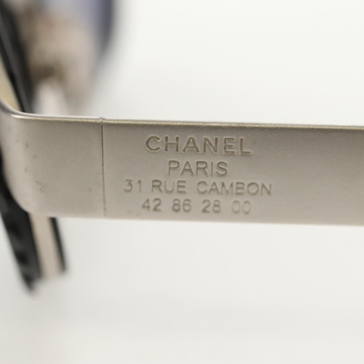 CHANEL 31 RUE CAMBON Sunglasses Metal Silver Black 10506 90405 CC Auth SW1746V