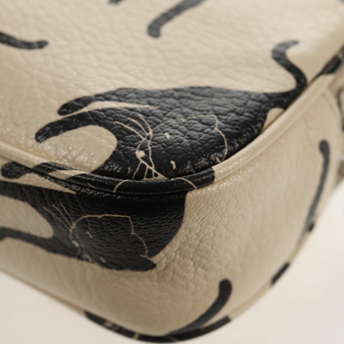 Miu Miu Shoulder Bag Leather Beige Silver Auth SW1747V