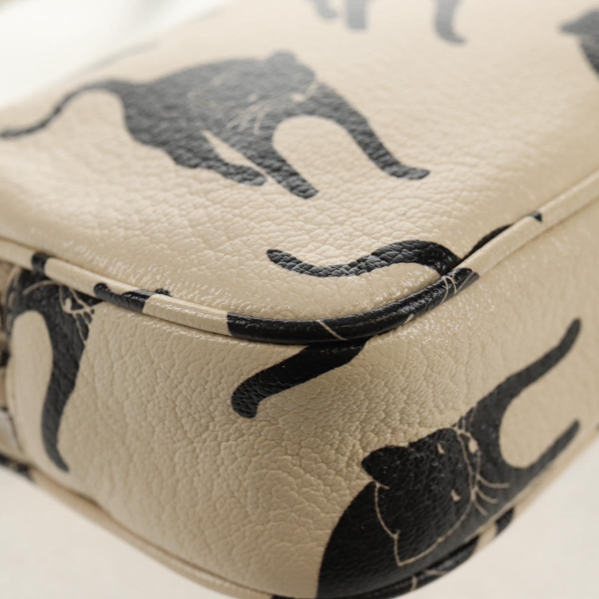 Miu Miu Shoulder Bag Leather Beige Silver Auth SW1747V