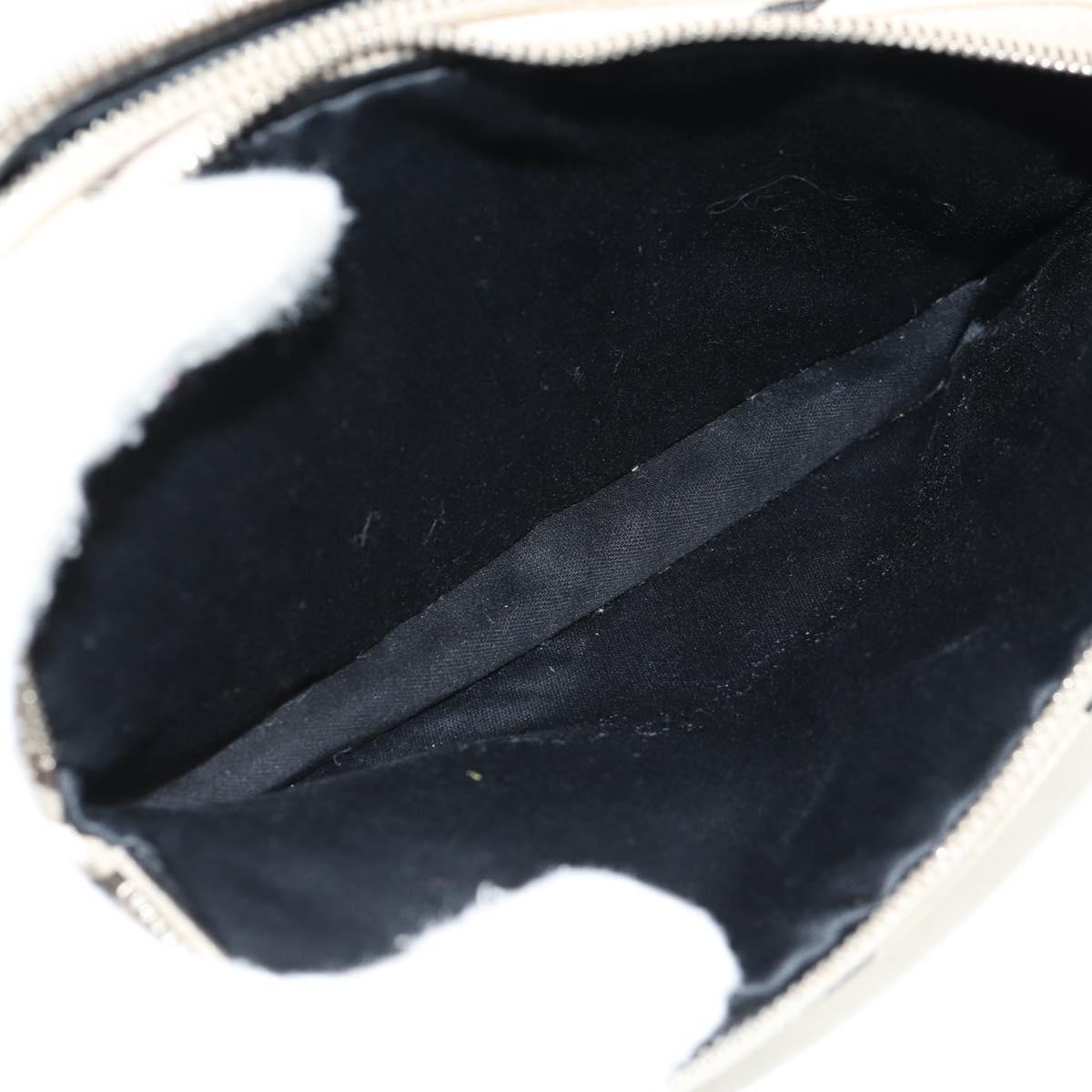 Miu Miu Shoulder Bag Leather Beige Silver Auth SW1747V