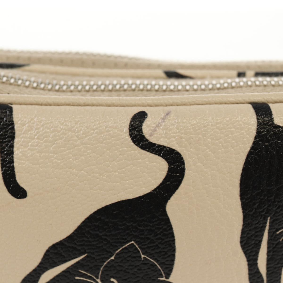 Miu Miu Shoulder Bag Leather Beige Silver Auth SW1747V