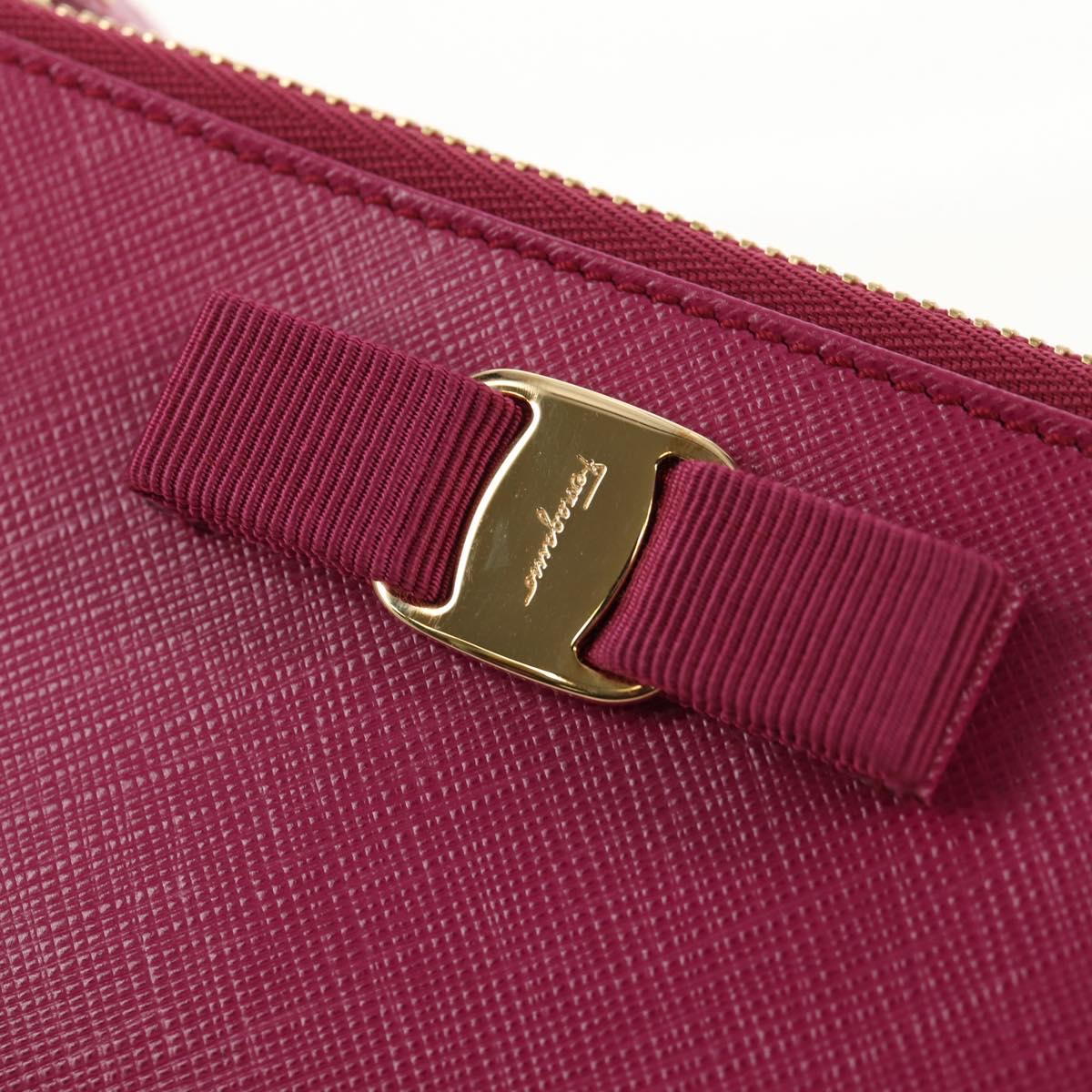 Salvatore Ferragamo Compact Wallet Vala Wallet Leather Purple Gold Auth SW1752V