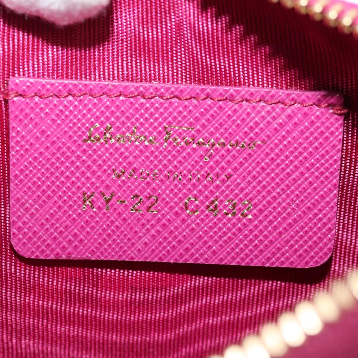 Salvatore Ferragamo Compact Wallet Vala Wallet Leather Purple Gold Auth SW1752V