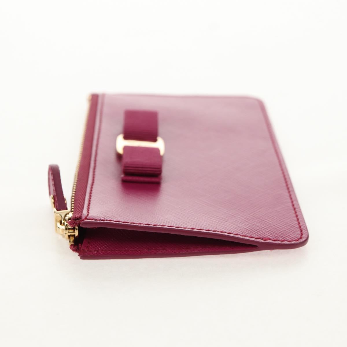 Salvatore Ferragamo Compact Wallet Vala Wallet Leather Purple Gold Auth SW1752V