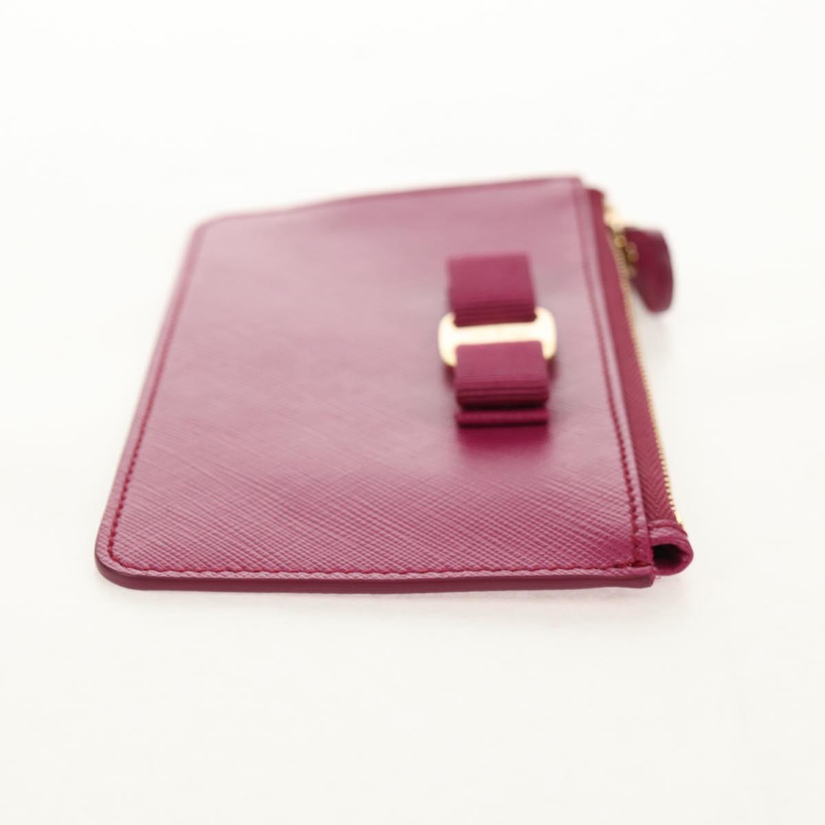 Salvatore Ferragamo Compact Wallet Vala Wallet Leather Purple Gold Auth SW1752V