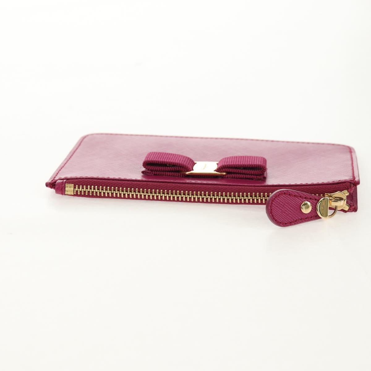 Salvatore Ferragamo Compact Wallet Vala Wallet Leather Purple Gold Auth SW1752V