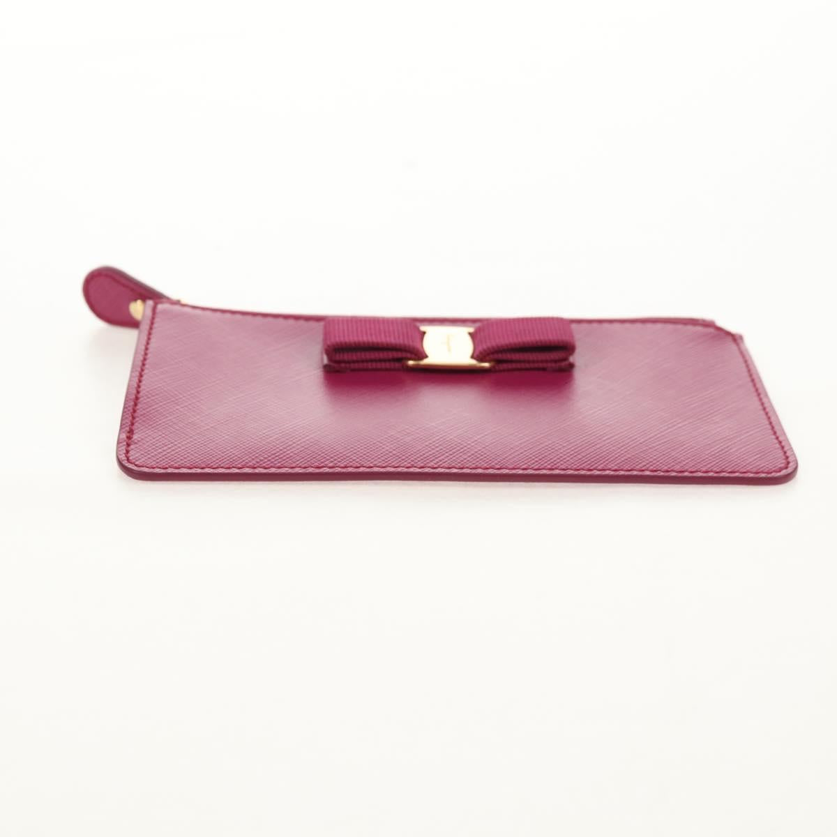 Salvatore Ferragamo Compact Wallet Vala Wallet Leather Purple Gold Auth SW1752V