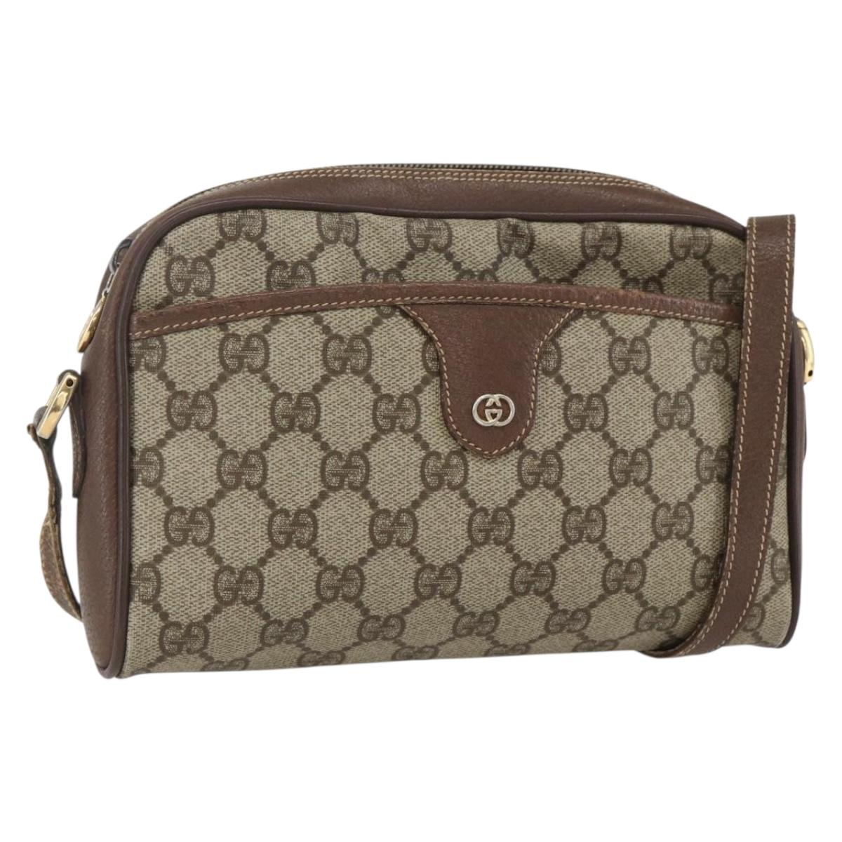 GUCCI GG Supreme Shoulder Bag PVC Beige Gold 001 58 6594 4023 Auth SW1755