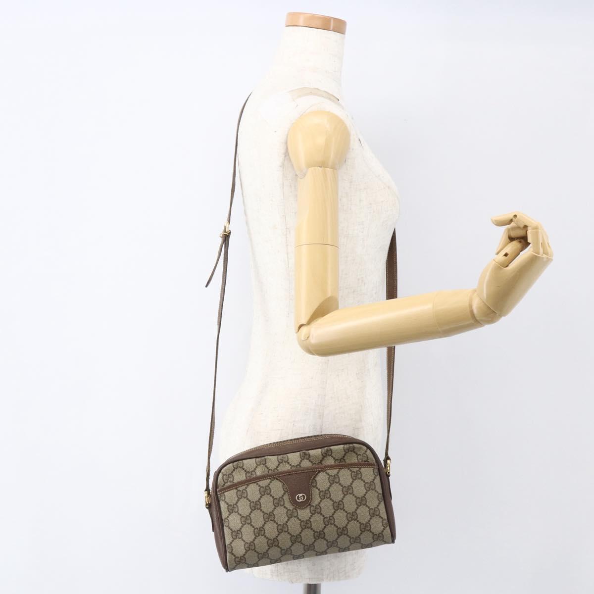 GUCCI GG Supreme Shoulder Bag PVC Beige Gold 001 58 6594 4023 Auth SW1755