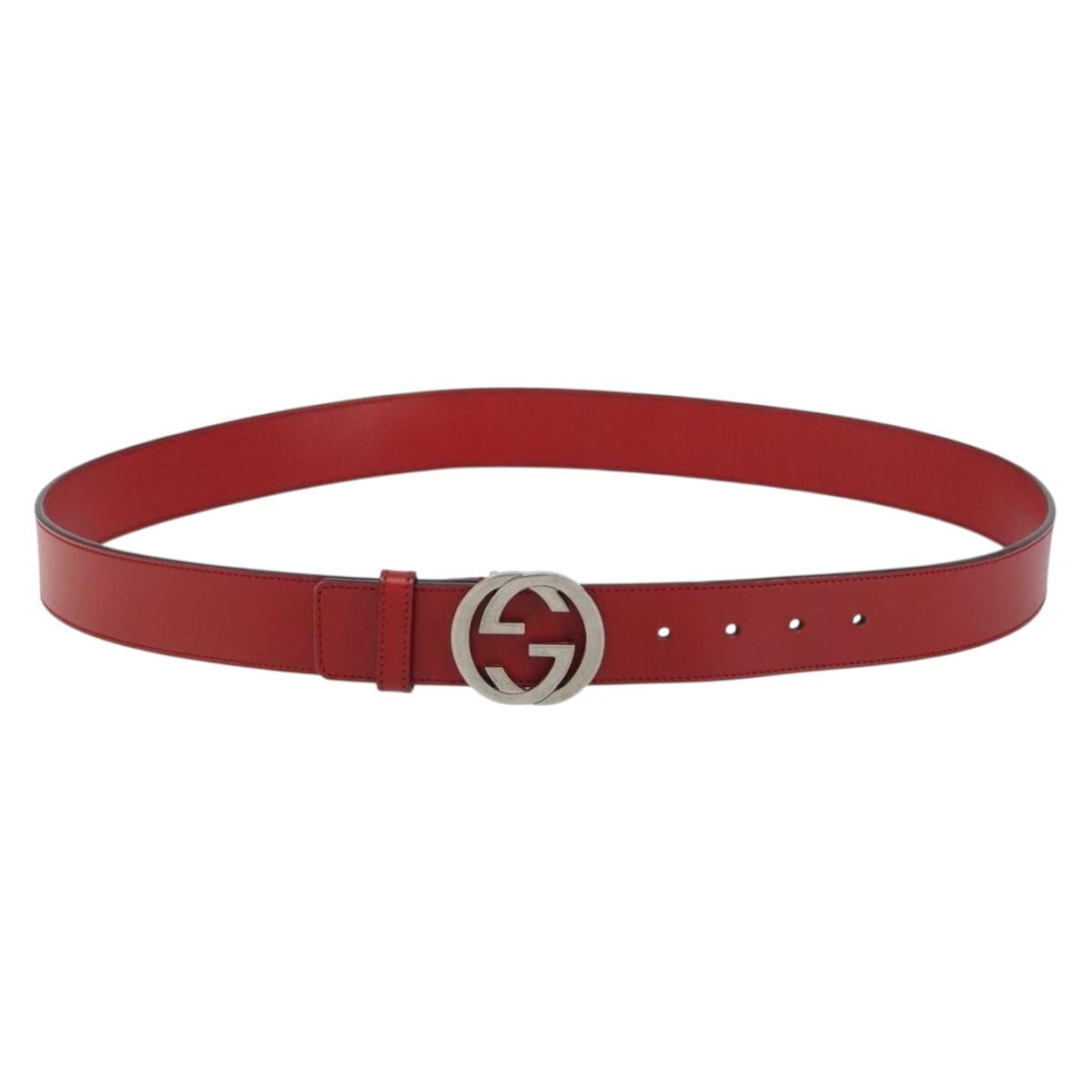GUCCI Belt Leather 46.1"" Red 105 42 493075 Auth SW1756