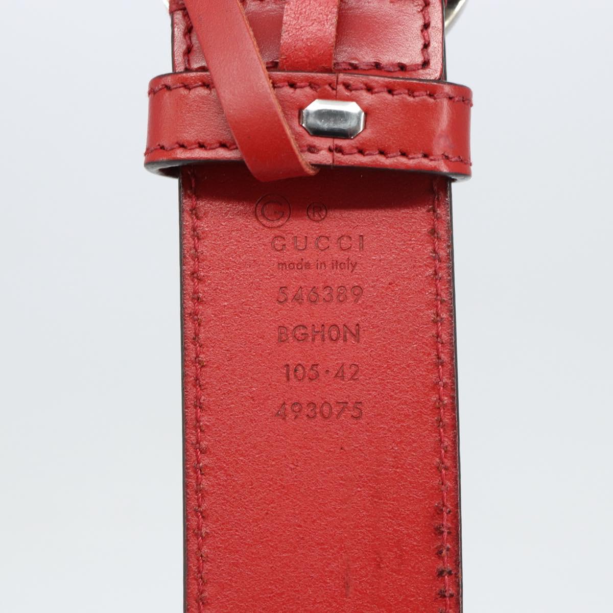 GUCCI Belt Leather 46.1"" Red 105 42 493075 Auth SW1756