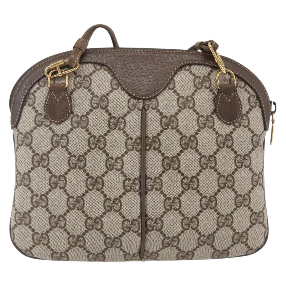 GUCCI GG Supreme Web Sherry Line Bag PVC Beige Gold 904 02 047 Auth SW1759