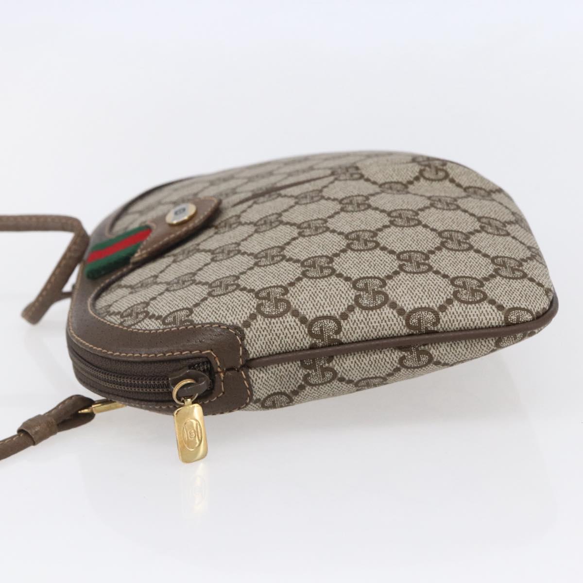 GUCCI GG Supreme Web Sherry Line Bag PVC Beige Gold 904 02 047 Auth SW1759