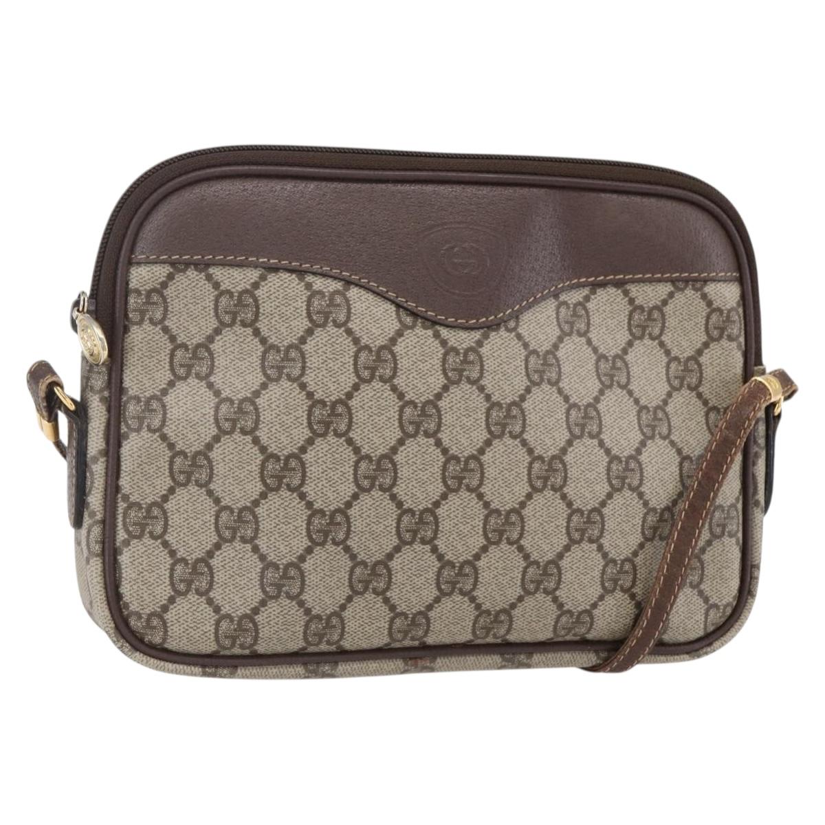 GUCCI GG Supreme Shoulder Bag PVC Leather Beige Gold 007 14 6428 Auth SW1761