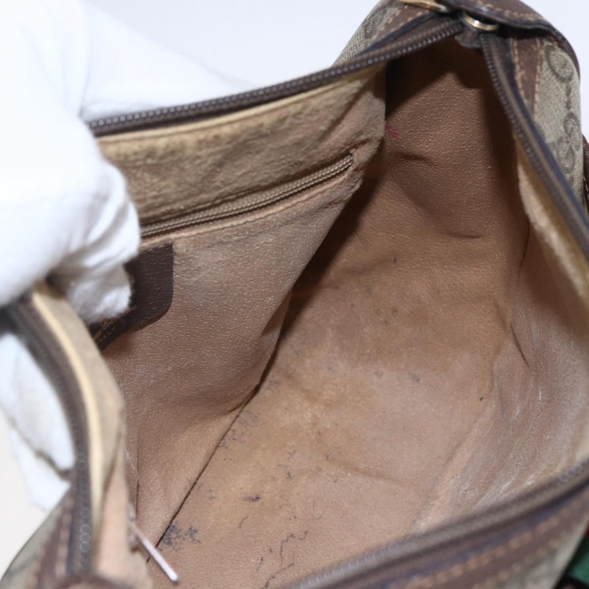 GUCCI GG Supreme Web Sherry Line Bag PVC Beige Gold Red 89 02 032 Auth SW1762