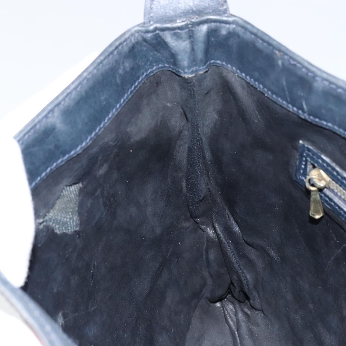 GUCCI GG Supreme Sherry Line Shoulder Bag Navy Gold Auth SW1763