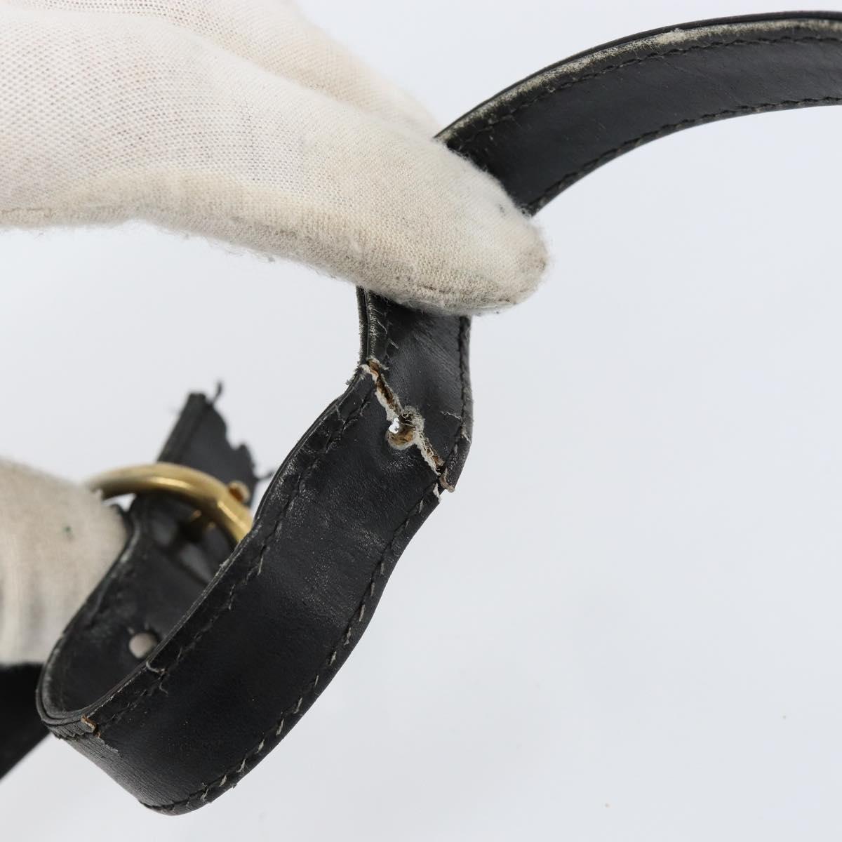 GUCCI Web Sherry Line Shoulder Bag Leather Black Gold Auth SW1764