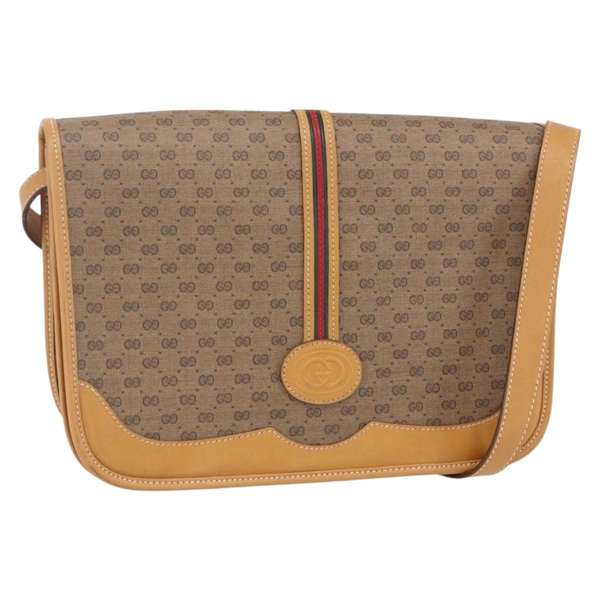 GUCCI Micro GG Supreme Shoulder Bag PVC Beige Gold 001 104 0551 Auth SW1765