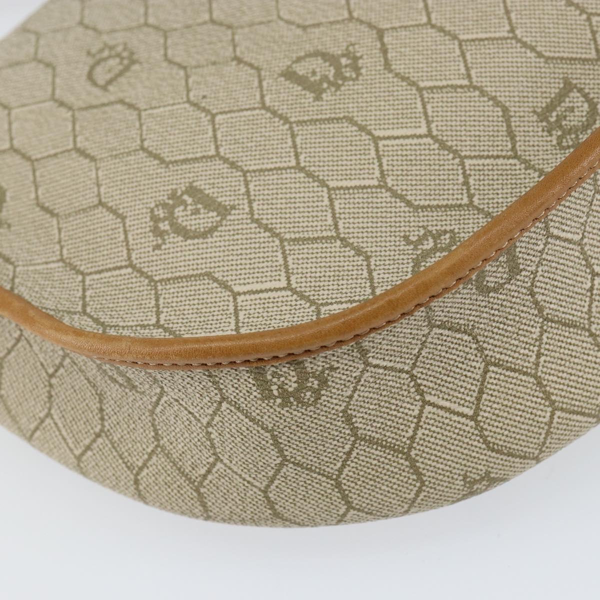 Christian Dior Honeycomb Canvas Shoulder Bag PVC Beige Gold Auth SW1766