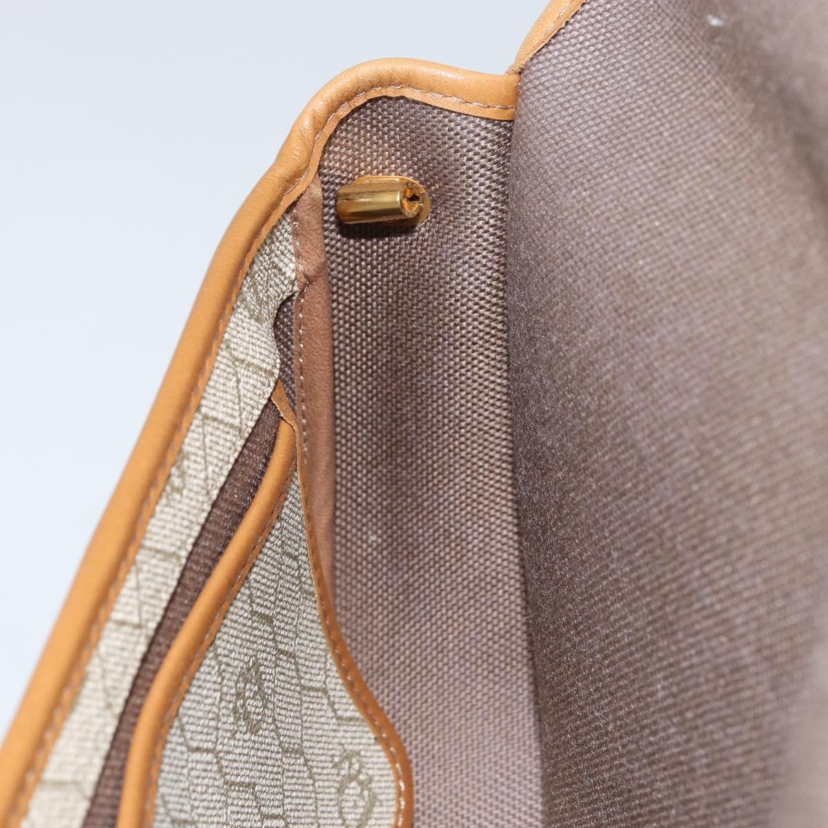 Christian Dior Honeycomb Canvas Shoulder Bag PVC Beige Gold Auth SW1766