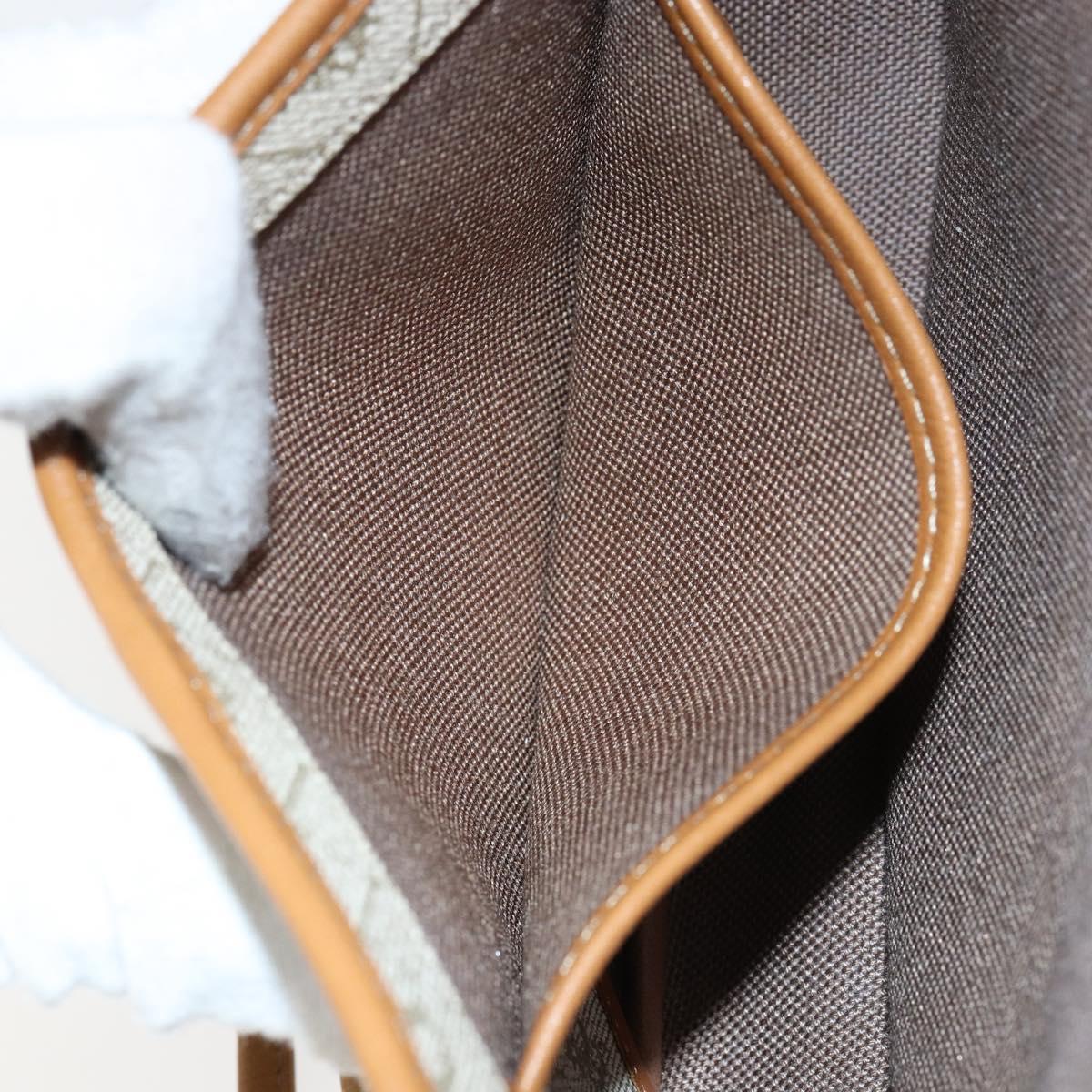 Christian Dior Honeycomb Canvas Shoulder Bag PVC Beige Gold Auth SW1766