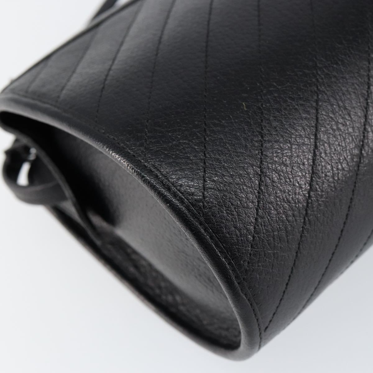 Christian Dior Shoulder Bag Leather Black Gold Auth SW1767