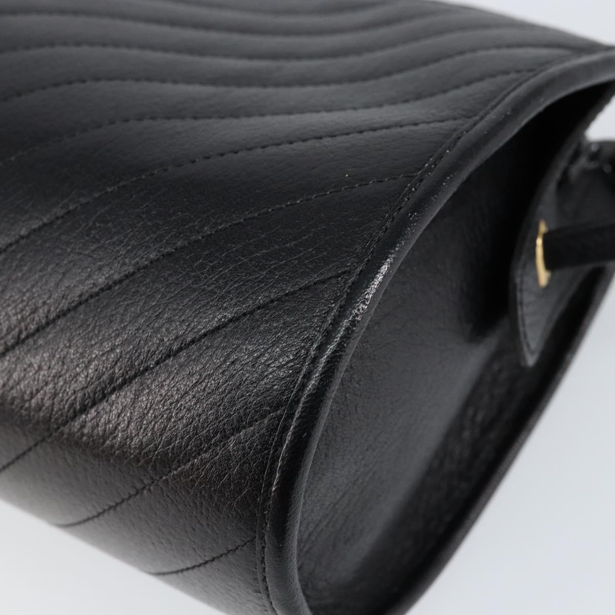 Christian Dior Shoulder Bag Leather Black Gold Auth SW1767