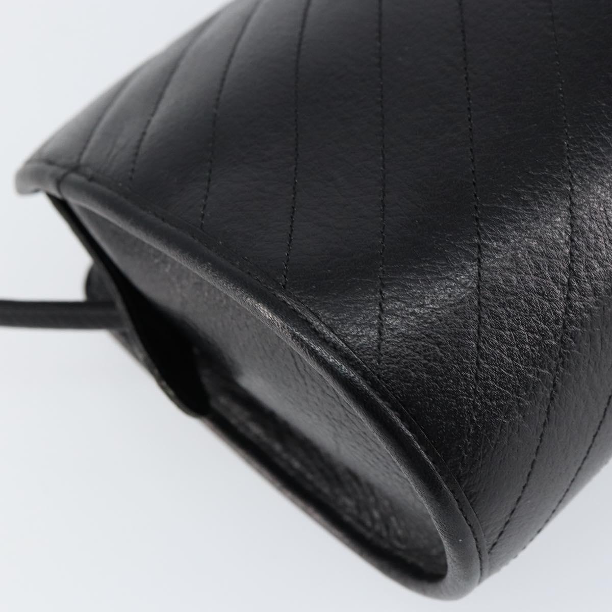 Christian Dior Shoulder Bag Leather Black Gold Auth SW1767