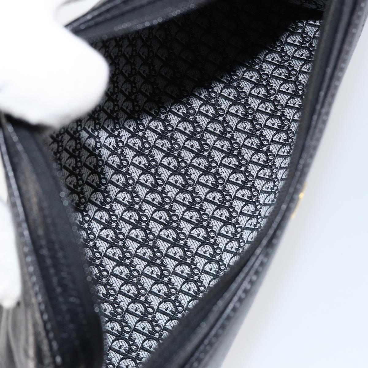 Christian Dior Shoulder Bag Leather Black Gold Auth SW1767