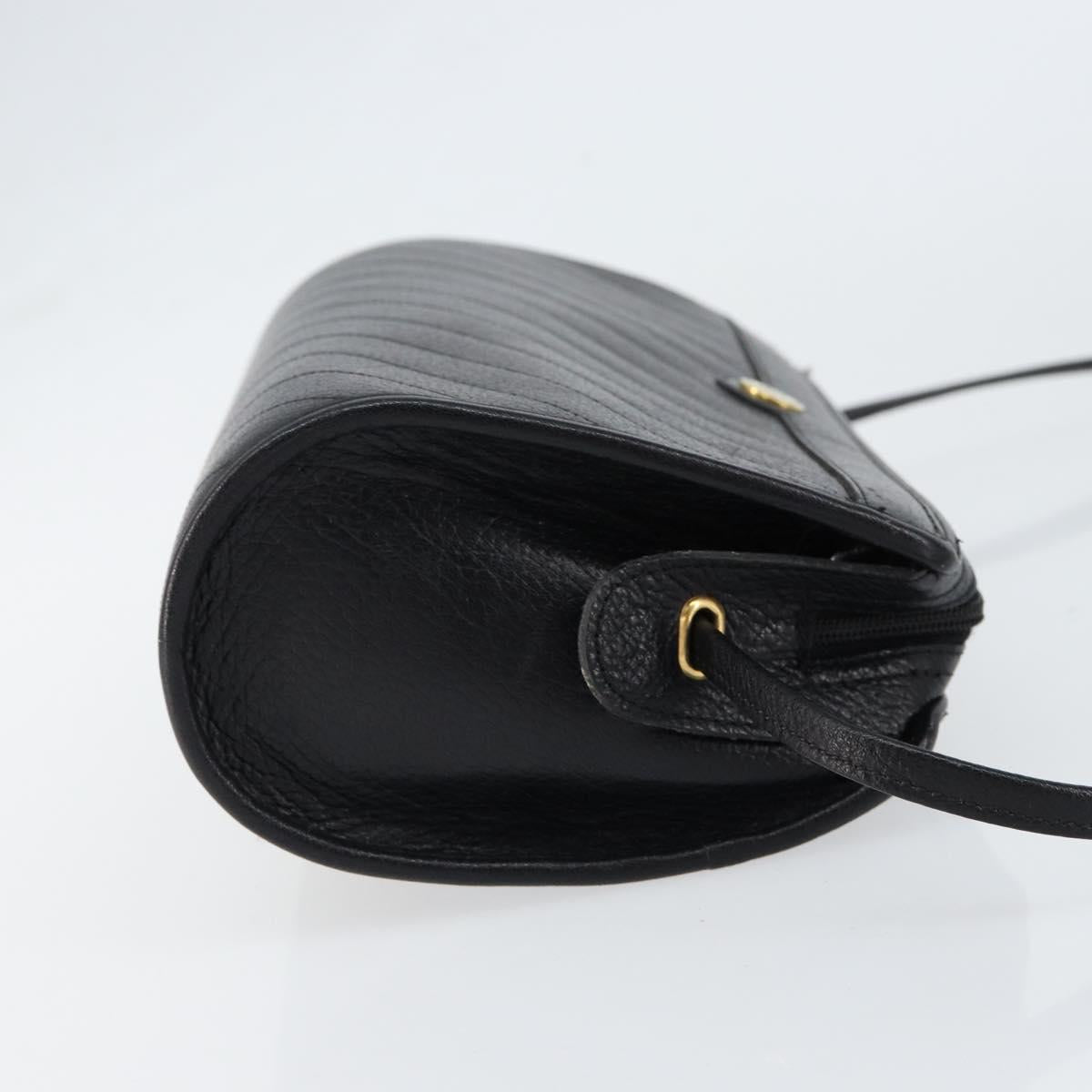 Christian Dior Shoulder Bag Leather Black Gold Auth SW1767