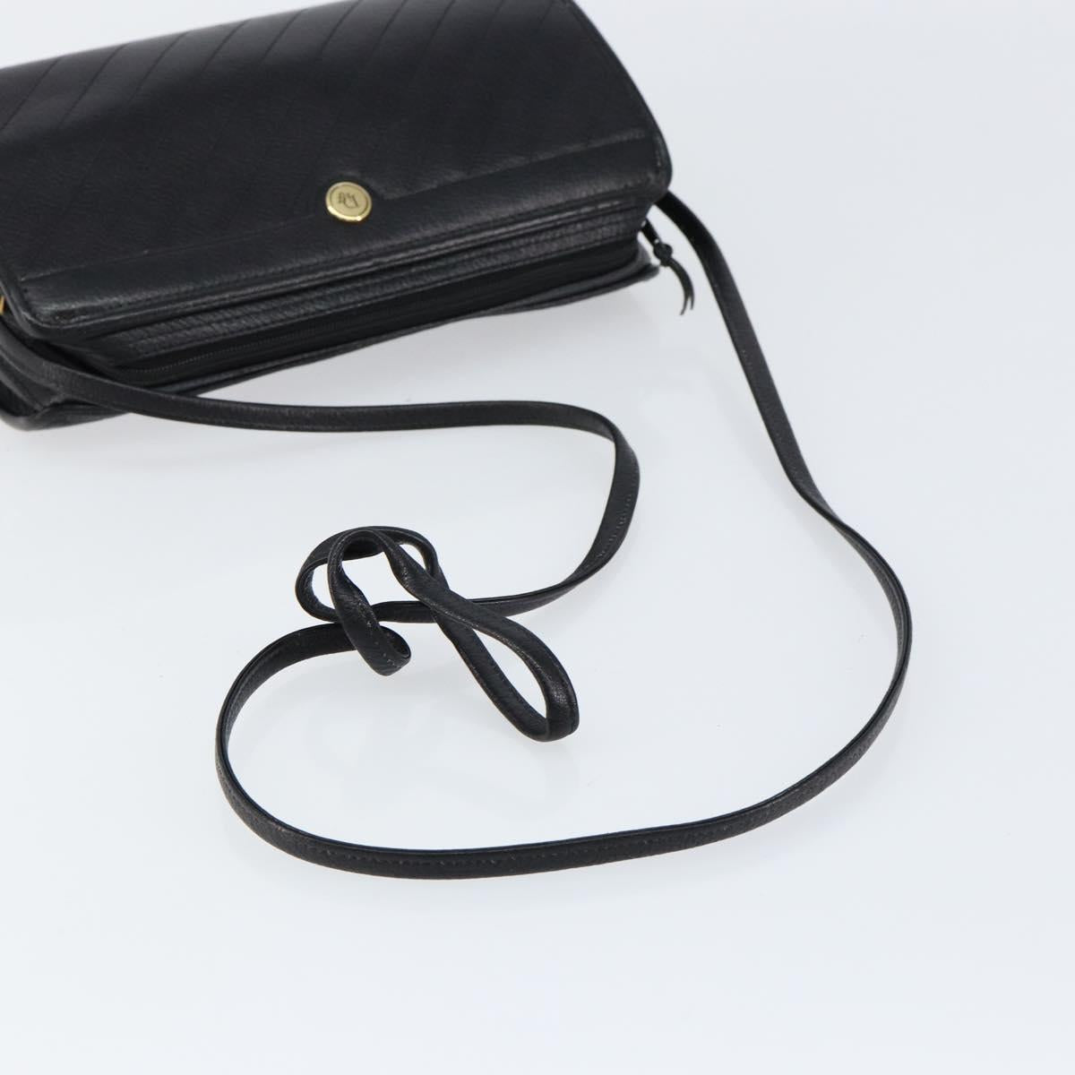 Christian Dior Shoulder Bag Leather Black Gold Auth SW1767