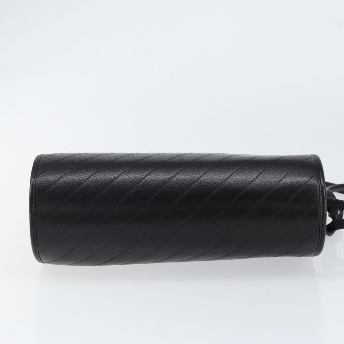 Christian Dior Shoulder Bag Leather Black Gold Auth SW1767