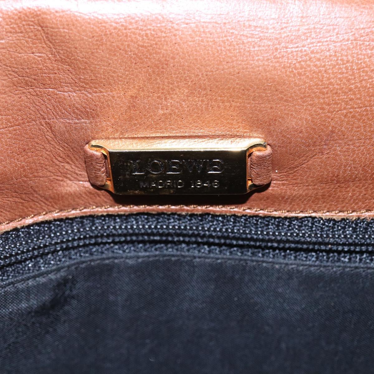 LOEWE Shoulder Bag Leather Gold Brown Auth SW1768