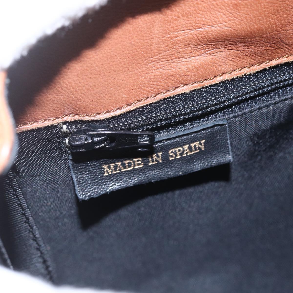 LOEWE Shoulder Bag Leather Gold Brown Auth SW1768