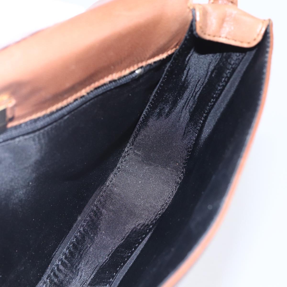 LOEWE Shoulder Bag Leather Gold Brown Auth SW1768