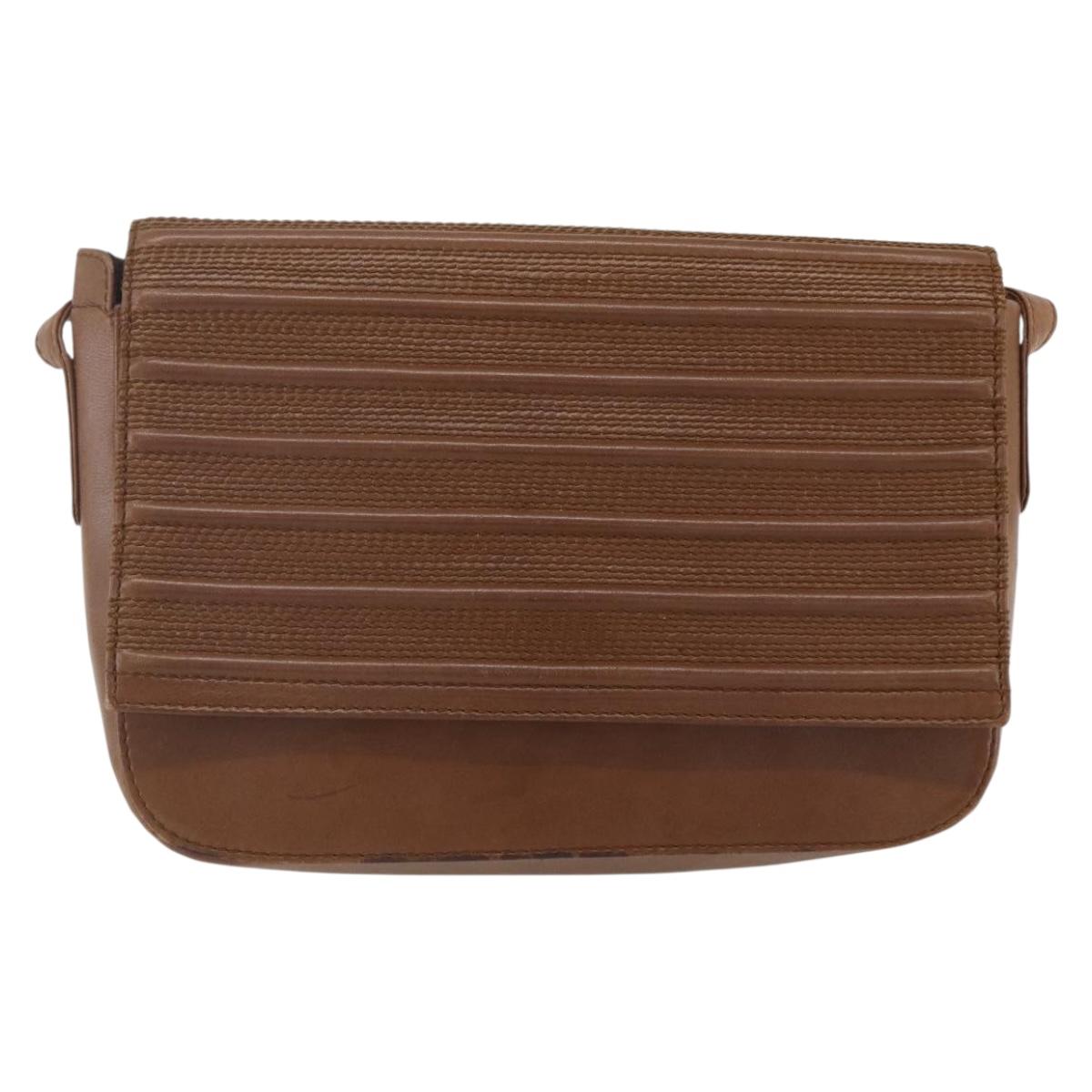 LOEWE Shoulder Bag Leather Gold Brown Auth SW1768