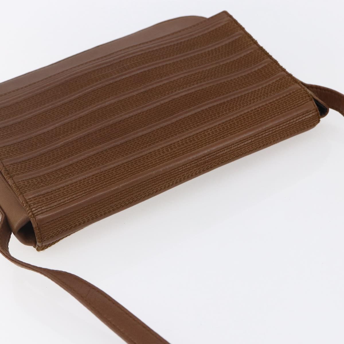 LOEWE Shoulder Bag Leather Gold Brown Auth SW1768