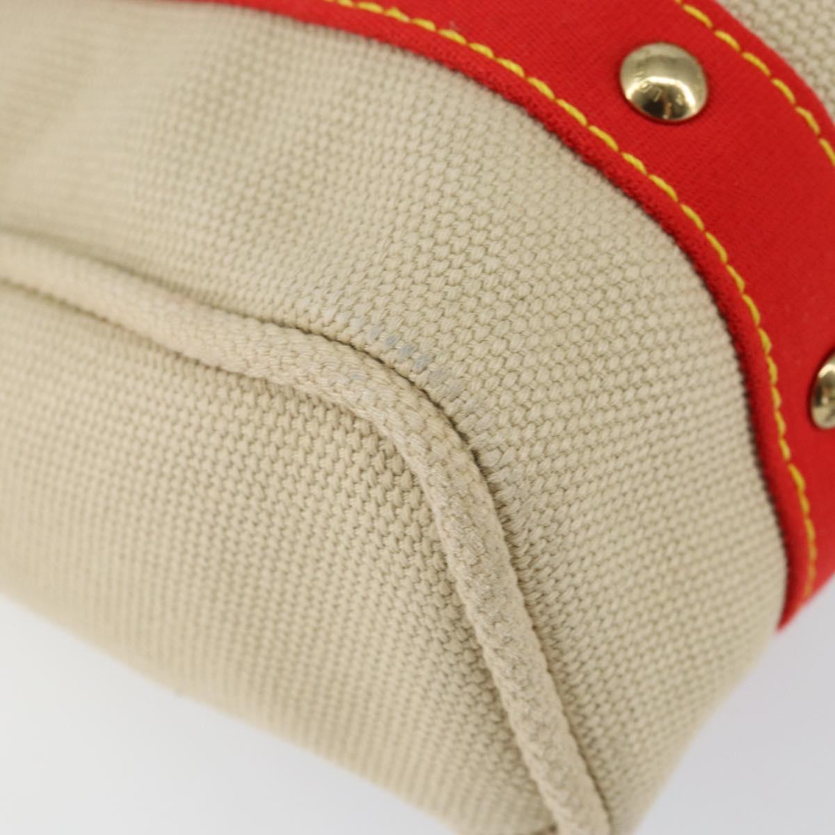 LOUIS VUITTON Antigua Cabas MM Tote Bag Canvas Beige Red M40035 LV Auth SW1779