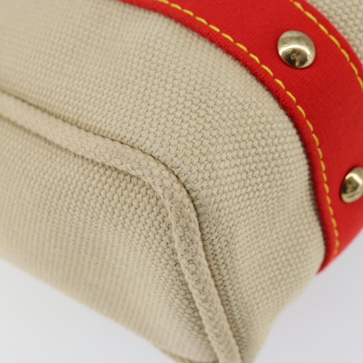 LOUIS VUITTON Antigua Cabas MM Tote Bag Canvas Beige Red M40035 LV Auth SW1779