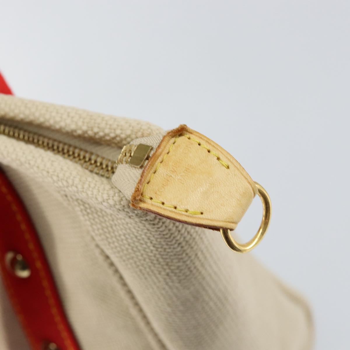LOUIS VUITTON Antigua Cabas MM Tote Bag Canvas Beige Red M40035 LV Auth SW1779
