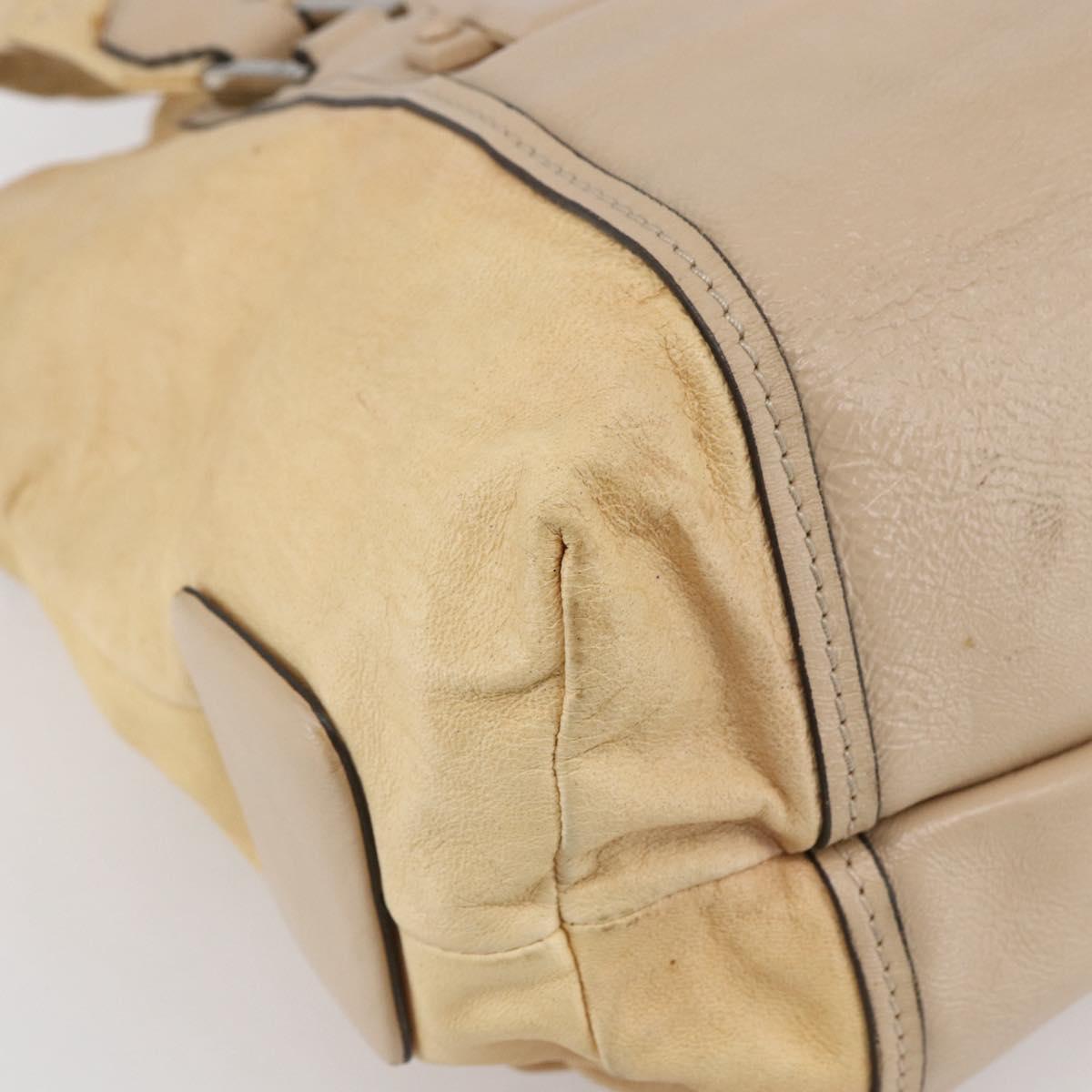 Chloe Tote Bag Leather Beige Brown Auth SW1787