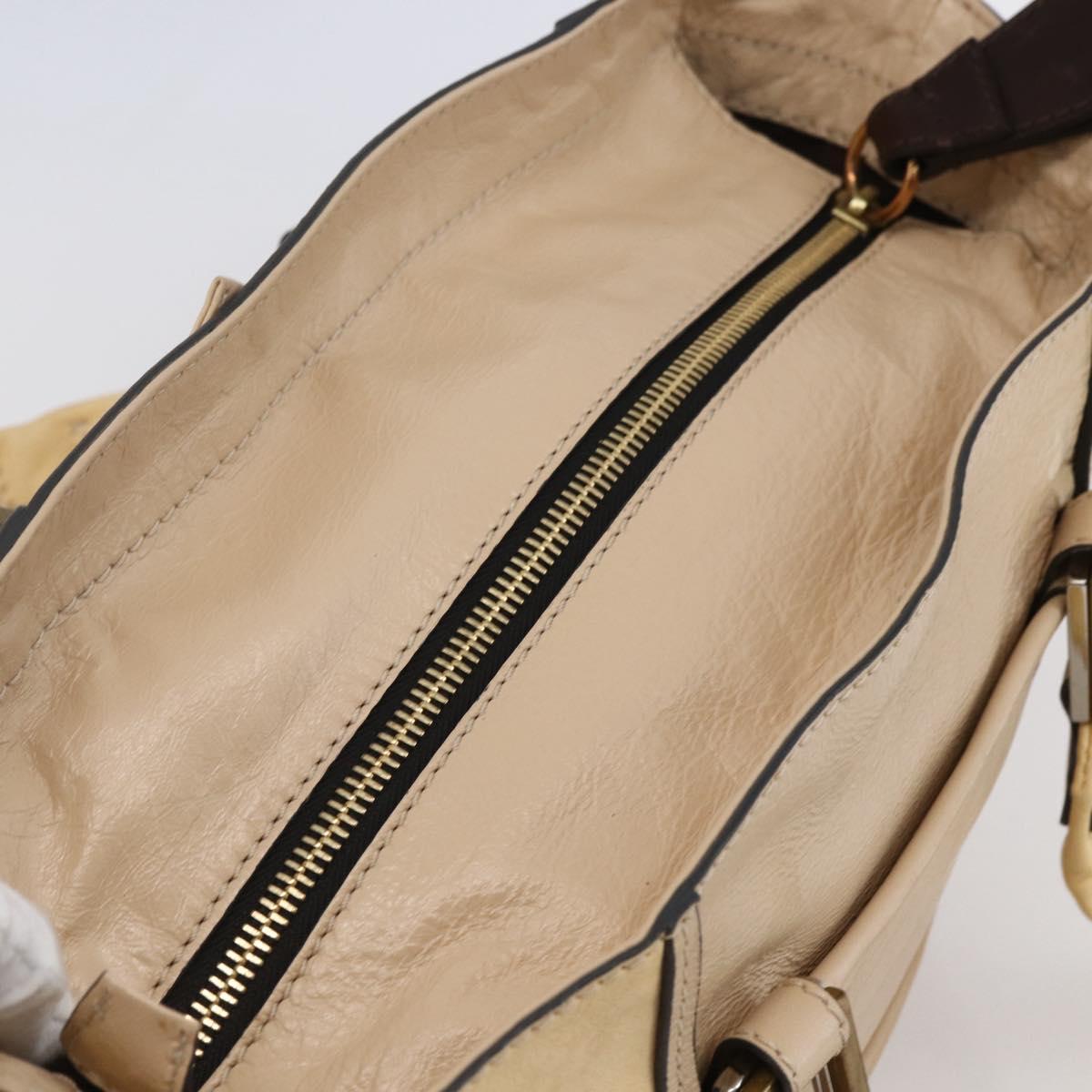 Chloe Tote Bag Leather Beige Brown Auth SW1787