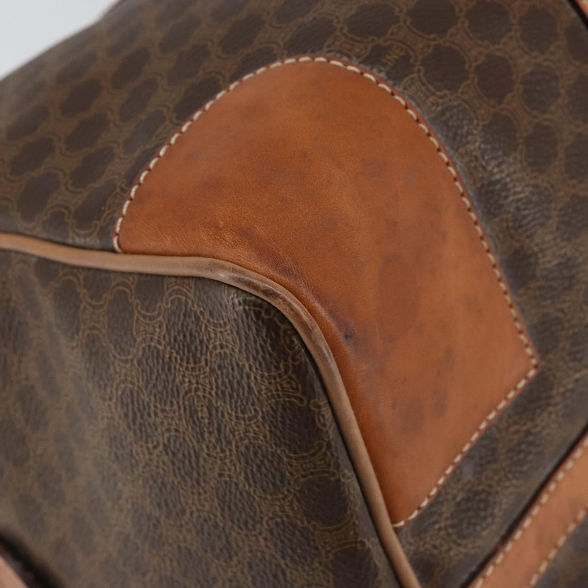 CELINE Macadam Canvas Boston Bag PVC Brown Gold Auth SW1788