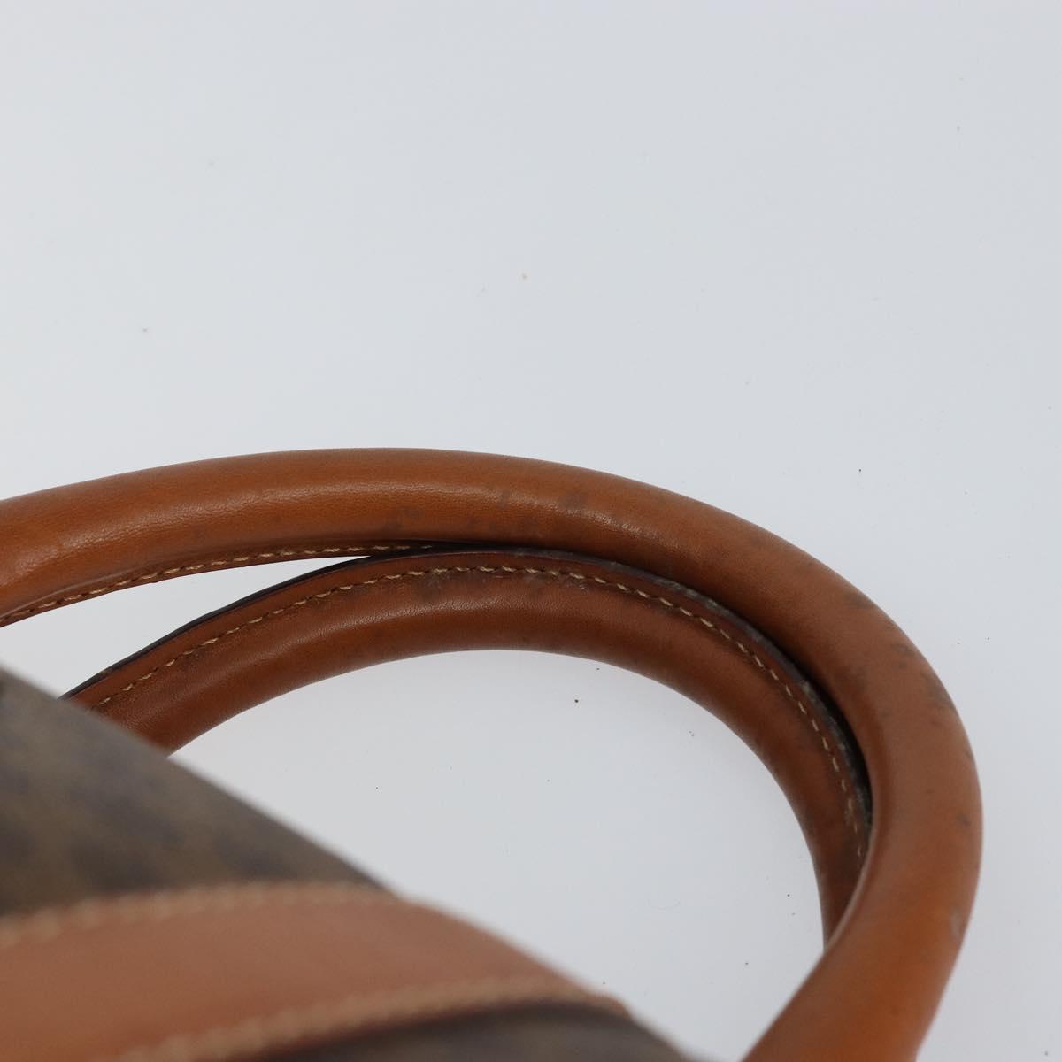 CELINE Macadam Canvas Boston Bag PVC Brown Gold Auth SW1788