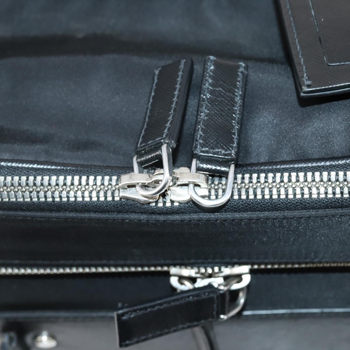 PRADA Carry Case Nylon Leather Black Silver Auth SW1789